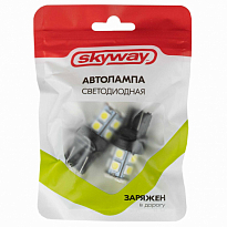 Автолампа диод T20 (W21/5W) 12V 13 SMD диодов 2-конт Белая SKYWAY Поворот,задний ход,стопы ком-т 2шт